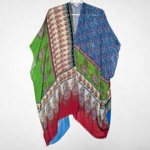 Pool to Party Subtle Luxury Kimono Wrap Paisley Floral Patchwork Modal One Size